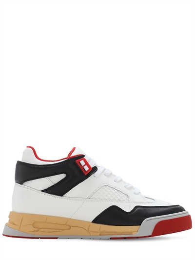 Maison Margiela 35毫米 Ddstck 皮革中高帮运动鞋 白色 红色 黑色 Luisaviaroma