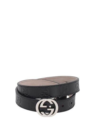 gucci embossed interlocking g belt