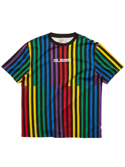 guess stripe motif t shirt