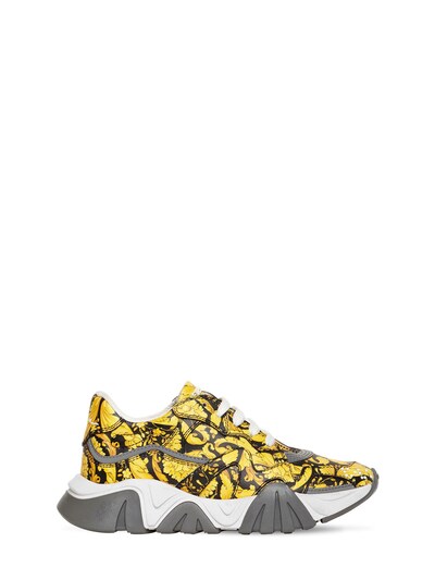 Baroque print leather sneakers 