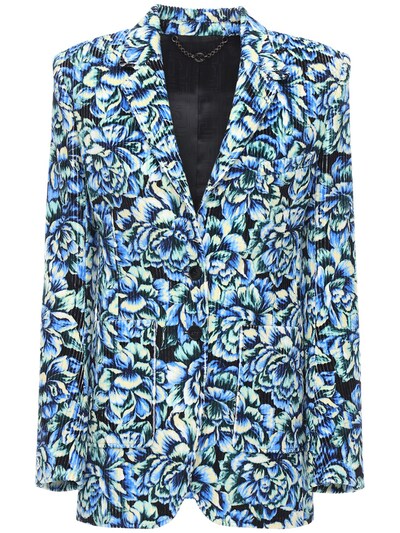 Paco Rabanne - Printed corduroy single breasted blazer - Blue/Multi ...