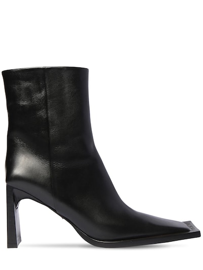 90mm flat leather ankle boots - Black 