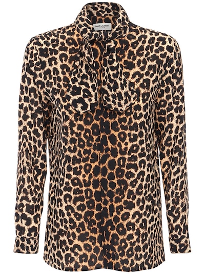 Saint Laurent - Silk leopard print crepe de chine shirt - | Luisaviaroma
