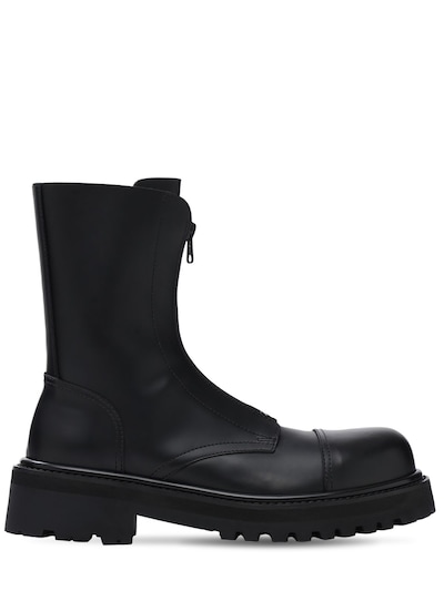 Zip-up police leather ankle boots 