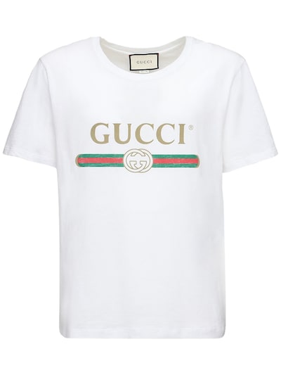 Gucci - Logo cotton jersey t-shirt - White | Luisaviaroma