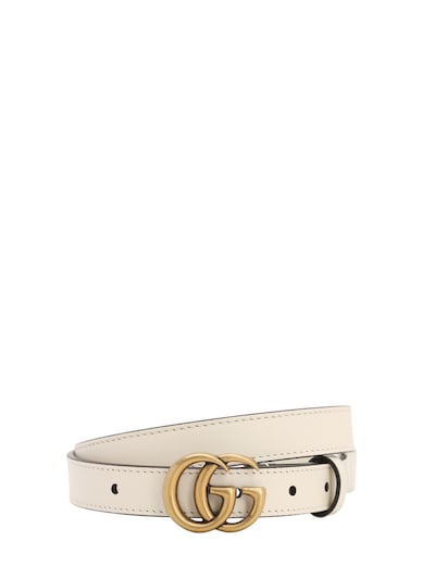 Gucci - 2cm gg marmont leather belt - White | Luisaviaroma
