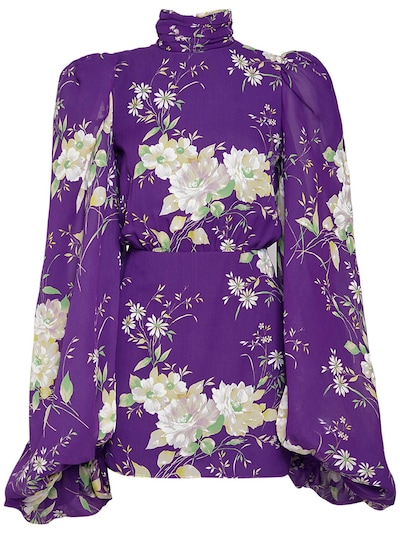 The Attico - Floral print chiffon mini dress - Purple | Luisaviaroma