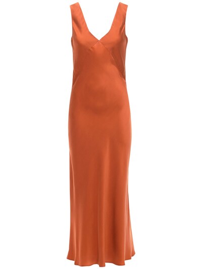 orange satin slip dress