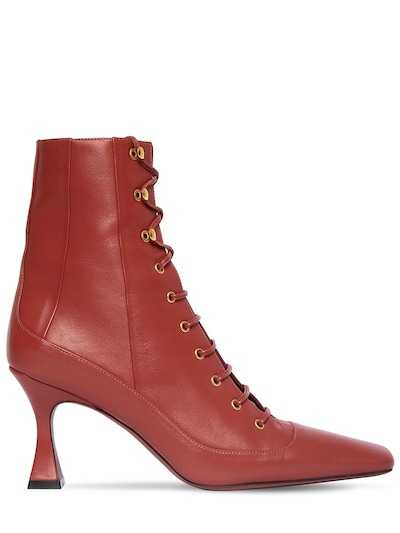 dark red leather ankle boots