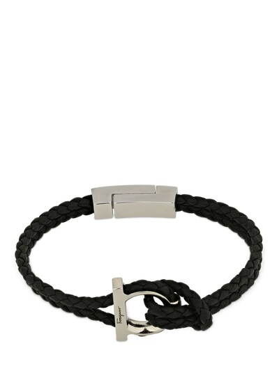 salvatore ferragamo braided leather bracelet