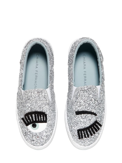 Chiara Ferragni - Sneakers slip-on “flirting eye” con glitter - Argento |  Luisaviaroma