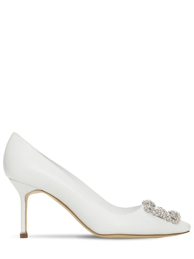 Manolo Blahnik - 70mm hangisi leather pumps - White | Luisaviaroma