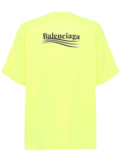Balenciaga - T-shirt in cotone con logo - Giallo Fosfores | Luisaviaroma