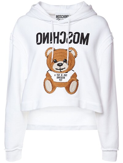 Logo teddy bear cotton jersey hoodie 