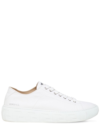 Versace - Canvas low top sneakers w/greca sole - White | Luisaviaroma