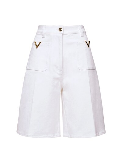 white gold button shorts