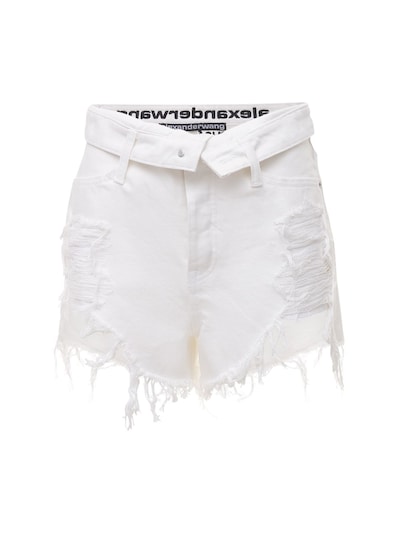 alexander wang ruffled denim shorts