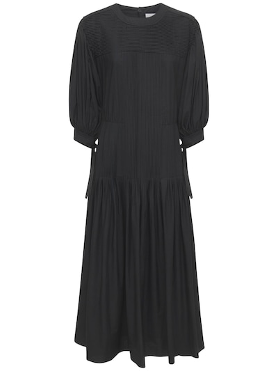 Jil Sander - Cotton long dress w/ ruffled sleeves - Black | Luisaviaroma