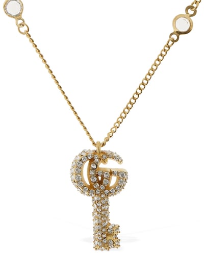 Gucci - key necklace crystals Gold/Crystal | Luisaviaroma