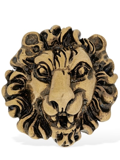 Anklage Monica Duplikering Gucci - Lion head motif brooch - | Luisaviaroma