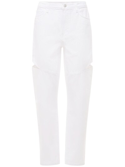 J Brand Cut Out Cotton Denim Boy Fit Jeans White Luisaviaroma