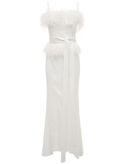 white dress with feathers