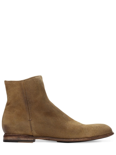 zip up suede boots