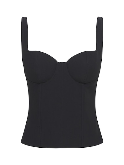 Alexander Mcqueen Leaf Crepe Corset Top Black Luisaviaroma