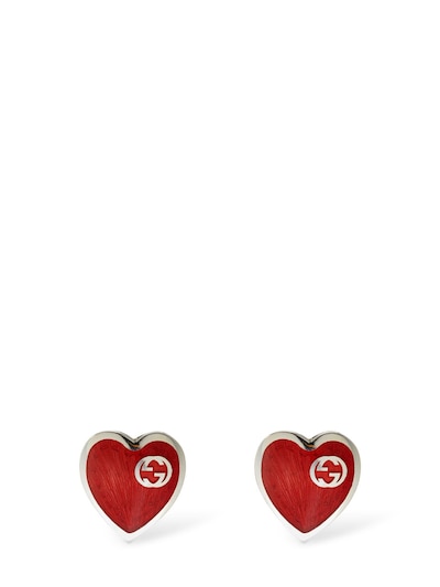 luisaviaroma.com | Gucci Interlocking G enamel heart earrings
