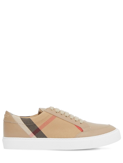 burberry salmond leather and cotton sneakers