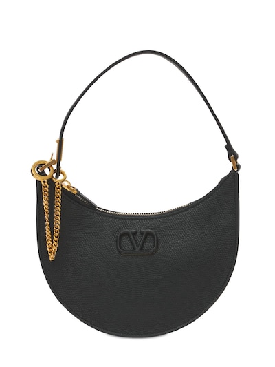 V Logo Signature Mini Leather Shoulder Bag in Black - Valentino Garavani