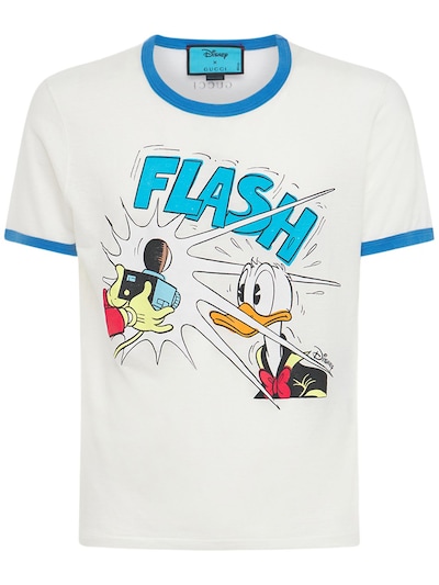 Donald duck print cotton linen t-shirt 