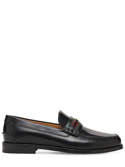 leather loafer with gg web