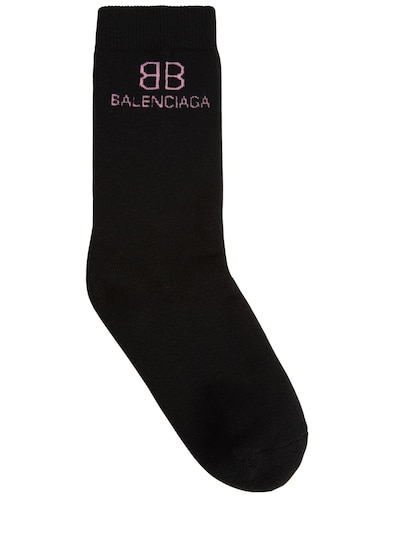 Balenciaga - Calcetines de algodón logo - Negro | Luisaviaroma