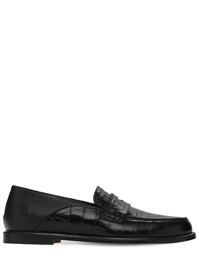 LOEWE - Slip-on leather loafers - Black 