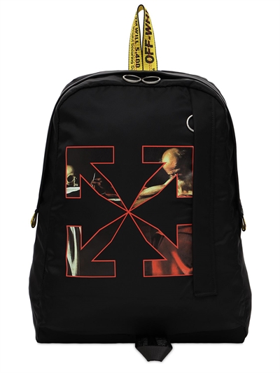 off white red backpack
