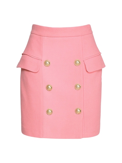 brydning At opdage Crack pot Balmain - High waisted cotton piqué mini skirt - Pink | Luisaviaroma