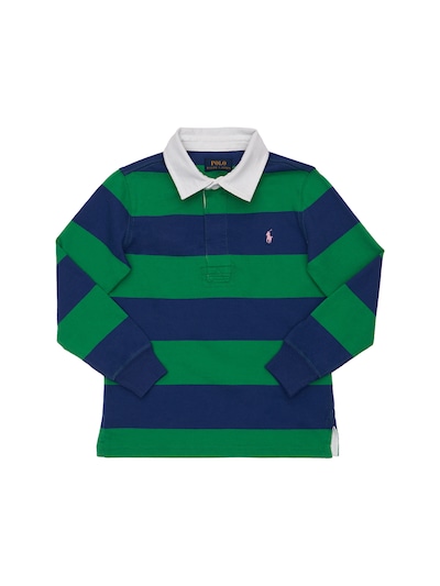 navy and green polo shirts