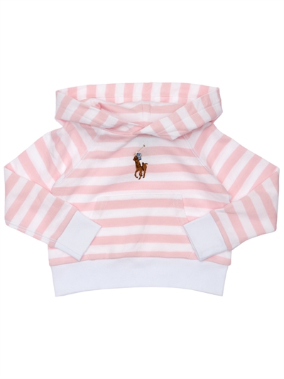 pink and white striped sweatshirt