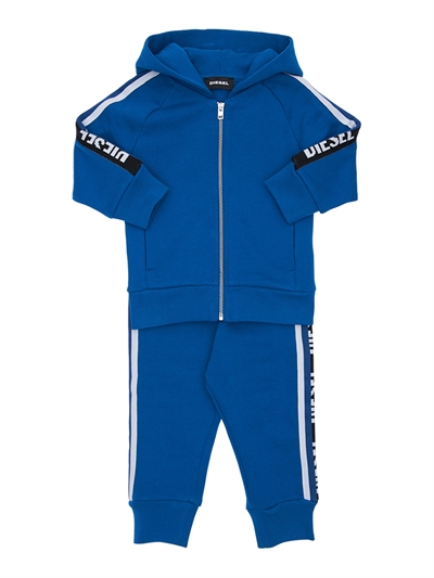 blue sweatpants and sweatshirt