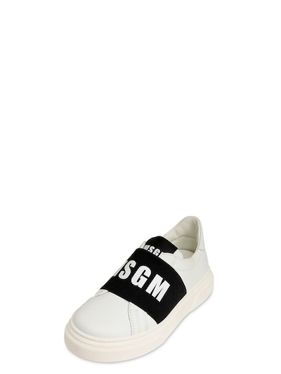 MSGM - Leather slip-on sneakers w/ logo 
