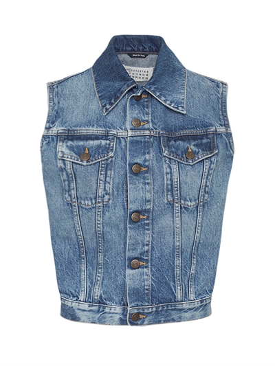Sleeveless cotton denim jacket 