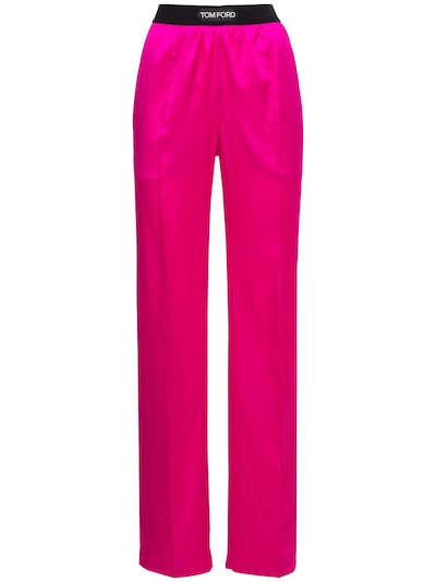 Tom Ford - Logo silk satin pajama pants - Fuchsia | Luisaviaroma