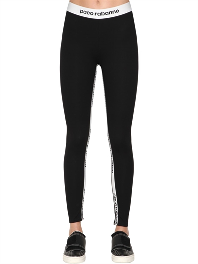Paco Rabanne - Logo band stretch leggings - Black | Luisaviaroma