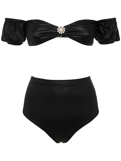 black off the shoulder swim top