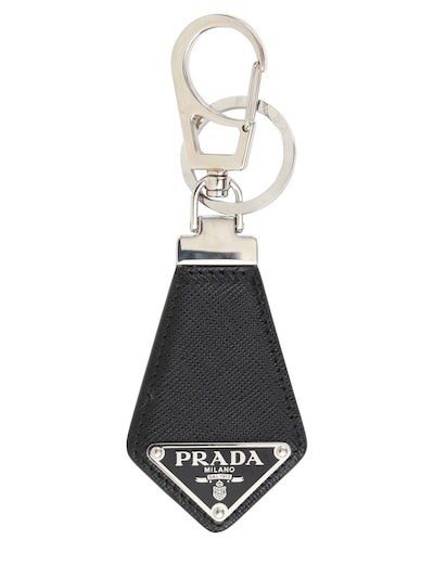 Prada - Logo saffiano leather key chain - Black | Luisaviaroma