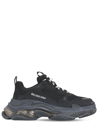 Balenciaga - 60mm triple s clear sole sneakers - Black | Luisaviaroma