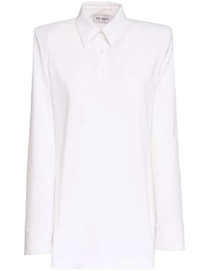 The Attico Cotton Jersey Mini Shirt Dress White Luisaviaroma