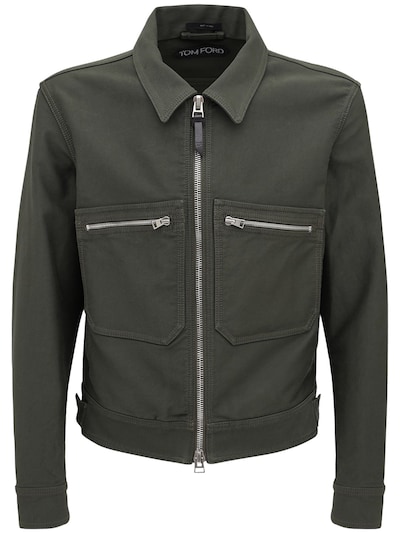 Tom Ford - Brush cotton washed shirt jacket - Khaki | Luisaviaroma