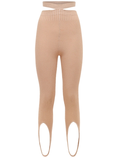 Viscose blend rib knit stirrup leggings 